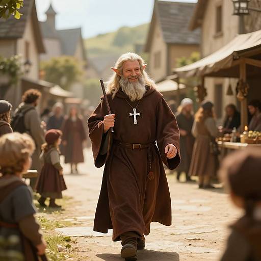 Halfling Priest Blessing Medieval Village