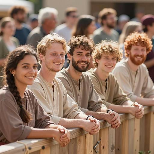 Smiling Group by a Wooden Fence