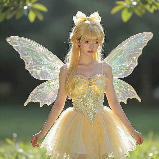 Photorealistic Tinkerbell Fairy in Yellow