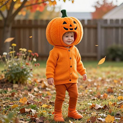 Autumn Toddler in Pumpkin Outfit