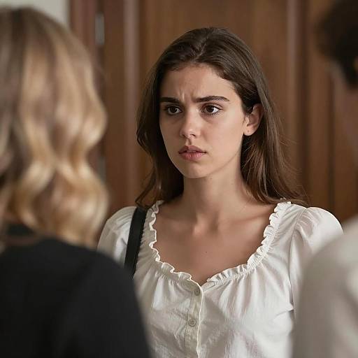 Contemplative Duo Against Dark Wood