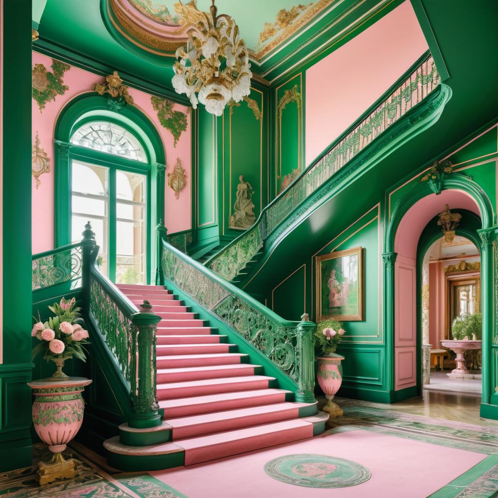 Luxurious Ornate Staircase in Pastels