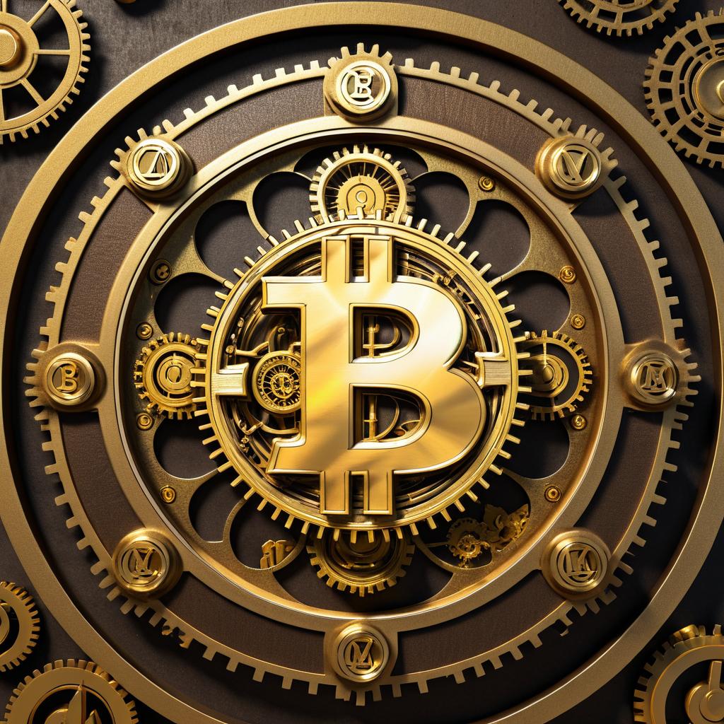 Steampunk Bitcoin Logo in Molten Gold