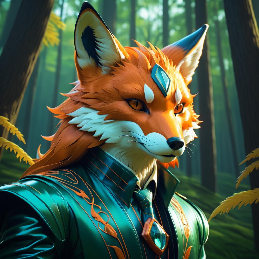 Intricate Retro Portrait of Humanoid Fox