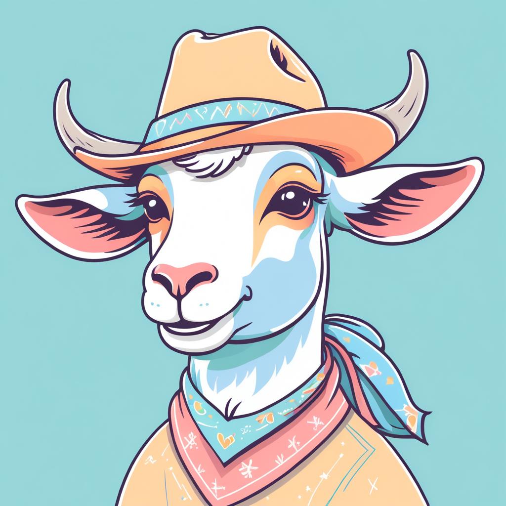 Charming Cartoon Goat in Pastel Artwork