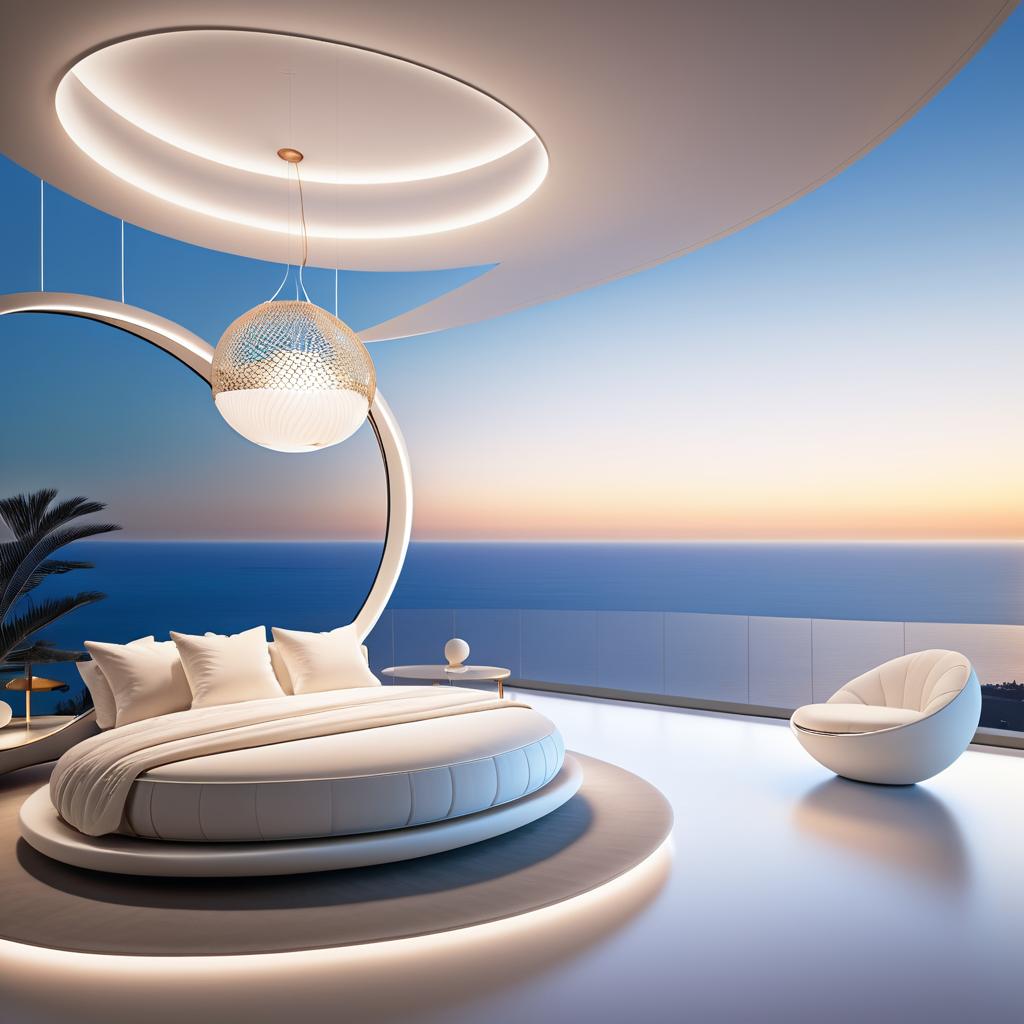 Futuristic Luxurious Bedroom with Ocean View