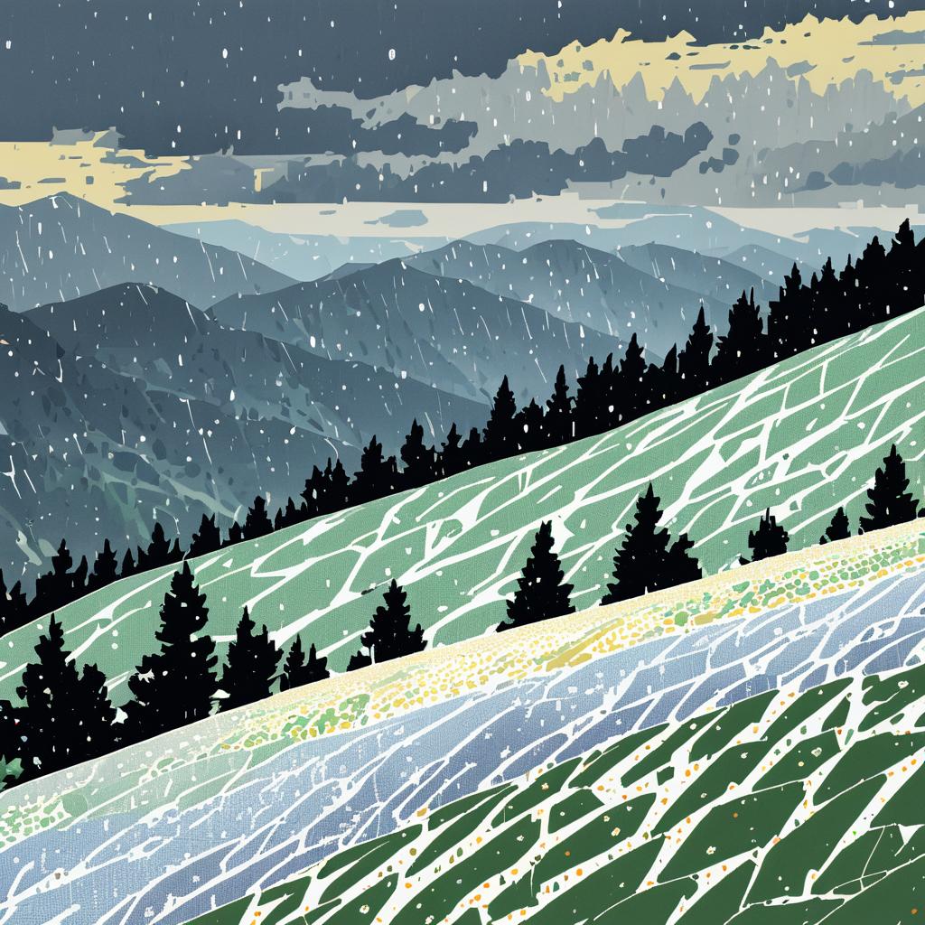 Alpine Ridge with Comic-style Halftone Effects