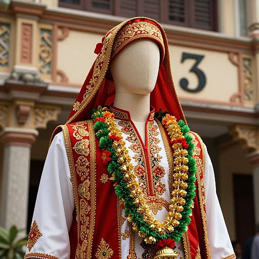 Traditional Festive Mannequin with Garlands
