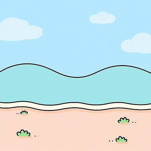 Minimalist Tropical Beach Cartoon