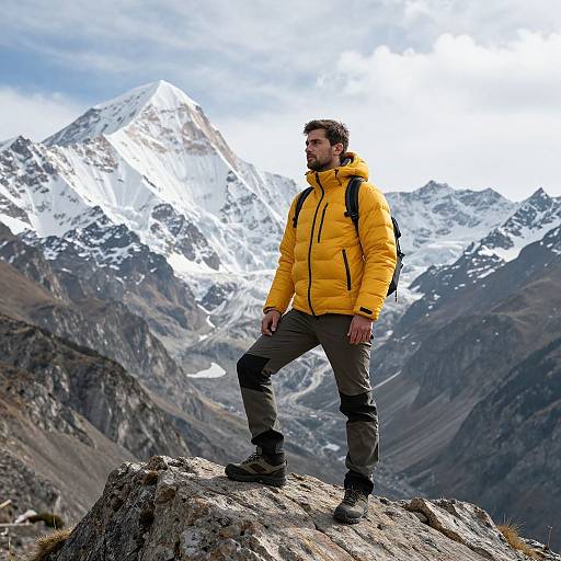 Adventurous Man in Mountain Landscape