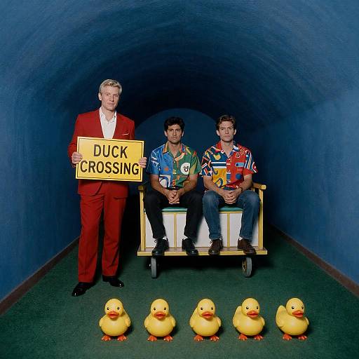 Colorful Tunnel Scene with Duck Crossing