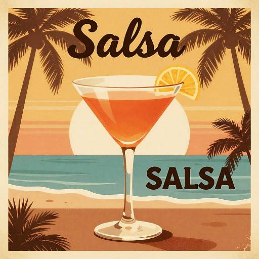 Vintage Tropical Salsa Cocktail Poster