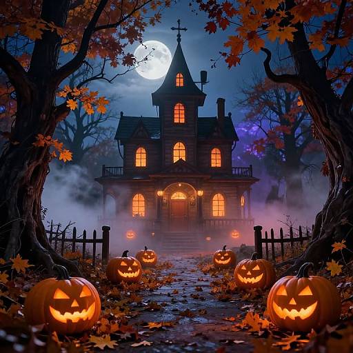 Spooky Halloween Haunted House Scene