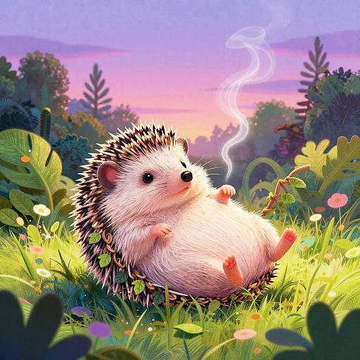 Whimsical Fairy Hedgehog in Secret Garden