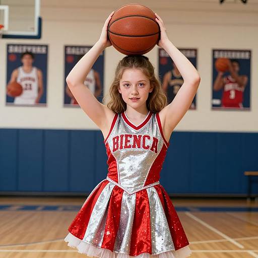 Energetic Teenage Girl in Basketball Dress