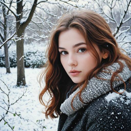 Photorealistic Winter Scene of Young Woman Photorealistic Winter Scene of Young Woman