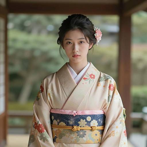 Elegant Kimono Portrait of Asian Woman