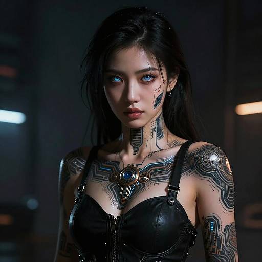 Sultry Cyberpunk AI Character Art
