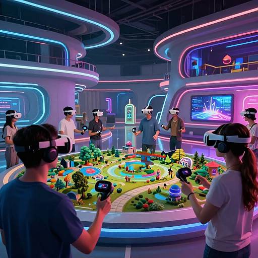 Futuristic VR Hub with Diverse Users