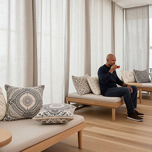 Scandinavian Lounge with Ornate Pillows