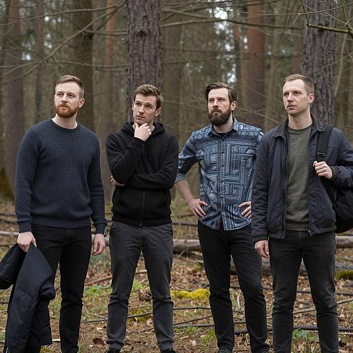 Four Men in a Forest Setting
