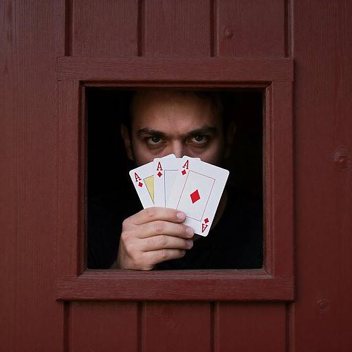 Ace Peek Through Red-Stained Wood