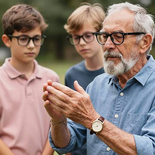 Outdoor Realistic Portrait: Old Man and Boys