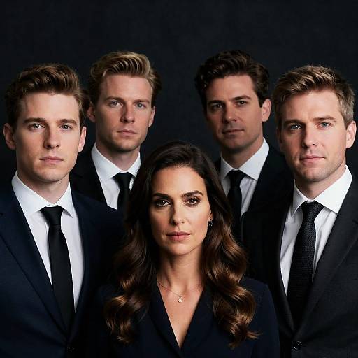 Serious Group Portrait in Dark Setting