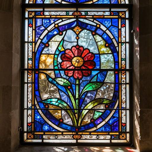 Vibrant Floral Stained Glass Template