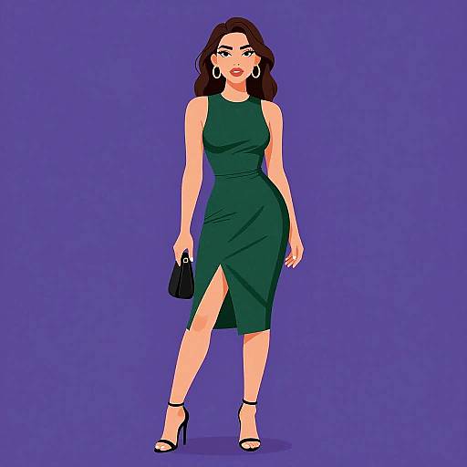 Elegant Woman in Emerald Bodycon Dress