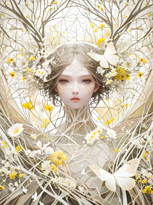 Ethereal Woman with Nature's Touch