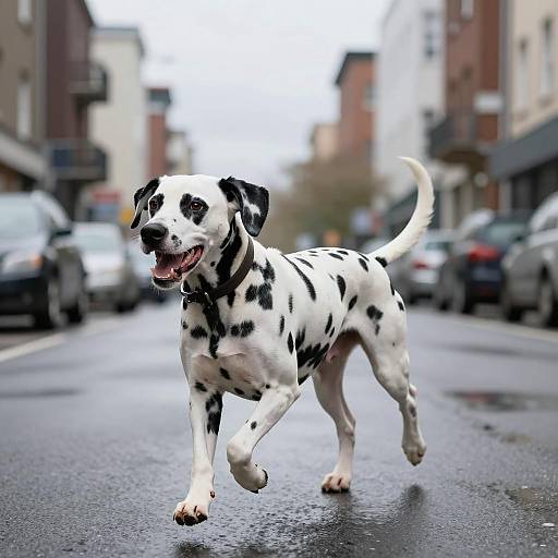 Dynamic Dalmatian in Urban Setting