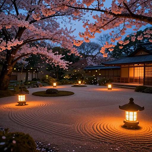 Impressionist Twilight Zen Garden Scene