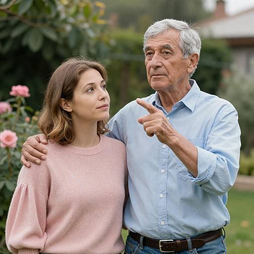 Generational Bond in a Vibrant Garden