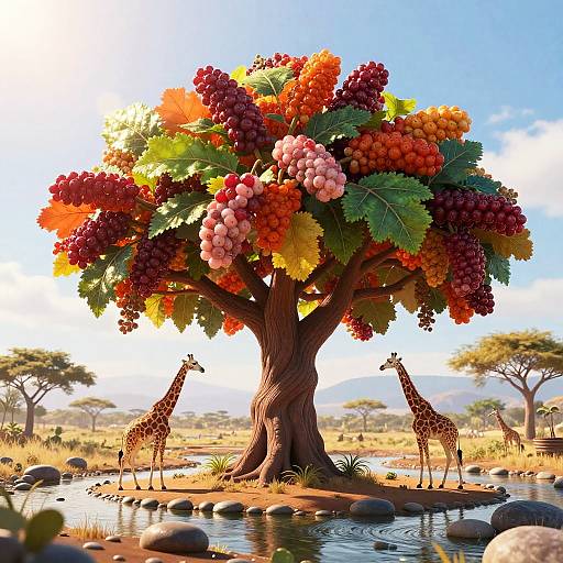 Vibrant Mystical Mulberry Tree Scene