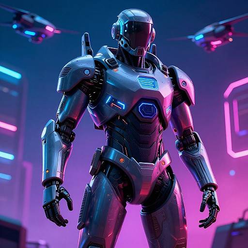 Futuristic Soldier in Neon Cybersuit