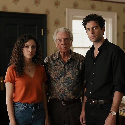 Vintage Room Portrait with Three Individuals