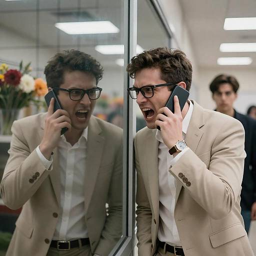 Intense Phone Call in Modern Office