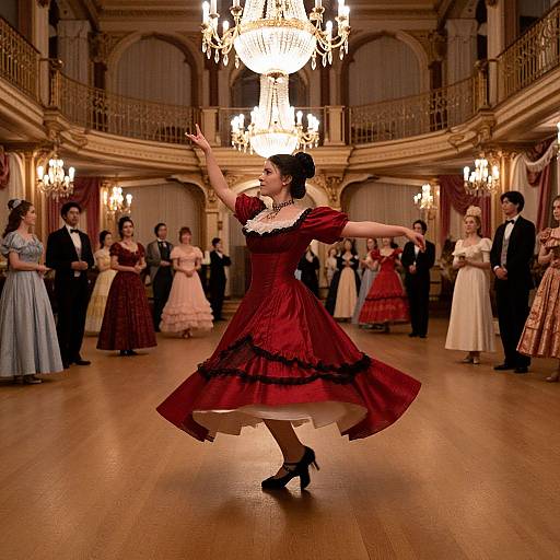 Victorian Ballroom Dance in Red