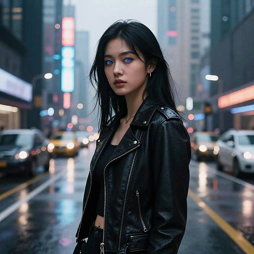 Futuristic Neon Girl at Twilight