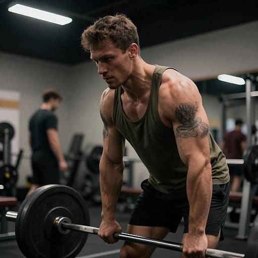 Intense Gym Scene with Muscular Man