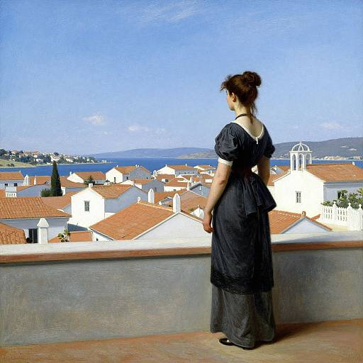 Serene Coastal Terrace by Alma-Tadema