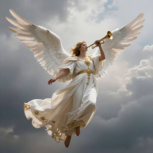 Majestic Angel Soaring with Trumpet