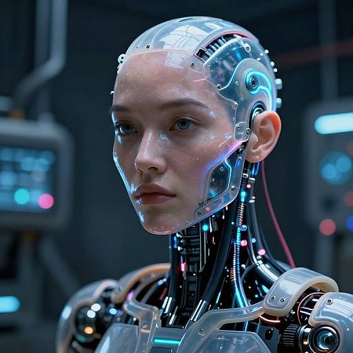 Cyberborg Portrait with Neon Implants