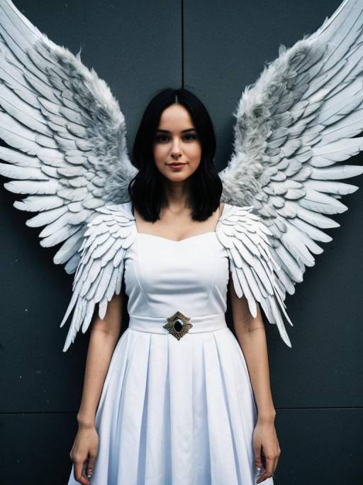 Woman with Large Angel Wings Costume