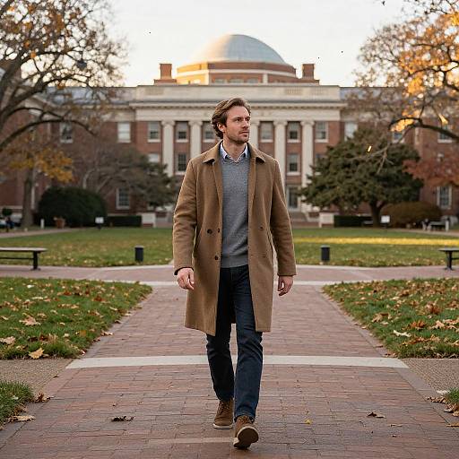 Ivy League Man in Autumn Scene