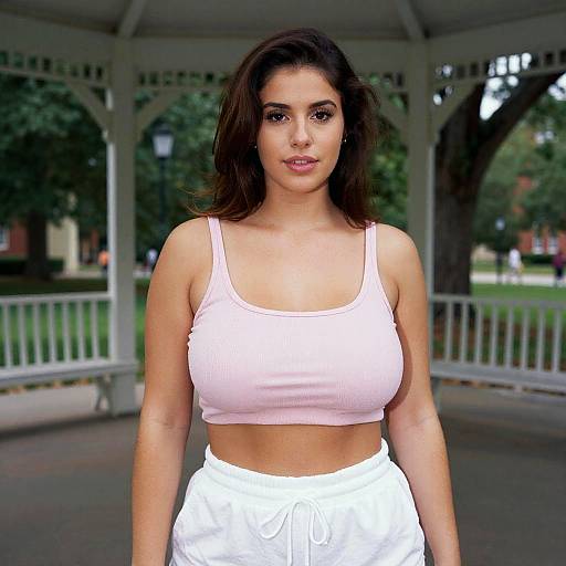 Voluptuous Woman in Pink Crop Top