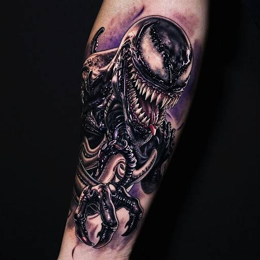 Hyper-Realistic Venom Forearm Tattoo