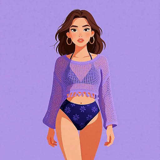 Bohemian Beachwear with Navy Bikini