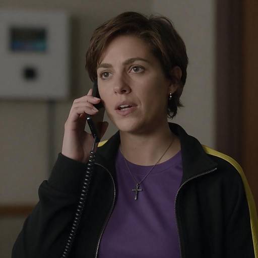 Woman in Purple and Black with Phone